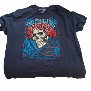 Liquid Blue Grateful Dead Skull Tee - Navy and Red